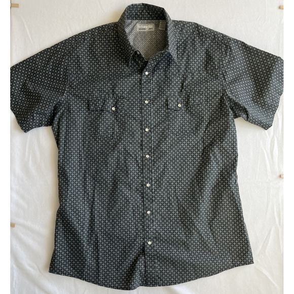 Wrangler Other - Wrangler Wrancher Mens Pearl Snap Western Shirt XL Back Grey Diamond Patterned